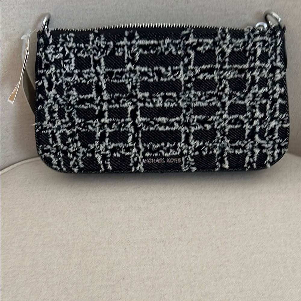 Michael Kors Black and White Tweed Clutch